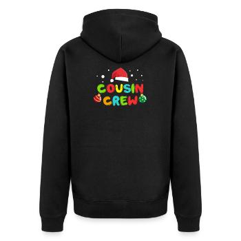 Cousin Crew Familien Weihnachtsoutfit - Unisex Premium Bio Zip Hoodie - Schwarz - Hinten - Nico (187cm)