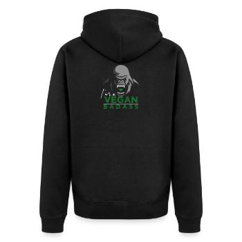 Vegan badass animal rights life saving gift - Unisex Premium Organic Zip Hoodie - black - Back - Nico (187cm)