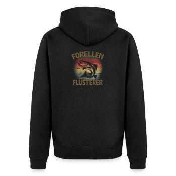 Forellenflüsterer - Geschenk für Angler Forelle - Unisex Premium Bio Zip Hoodie - Schwarz - Hinten - Nico (187cm)