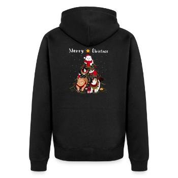 Weihnachtsbaum Katze Weihnachten Bescherung Katzen - Unisex Premium Bio Zip Hoodie - Schwarz - Hinten - Nico (187cm)