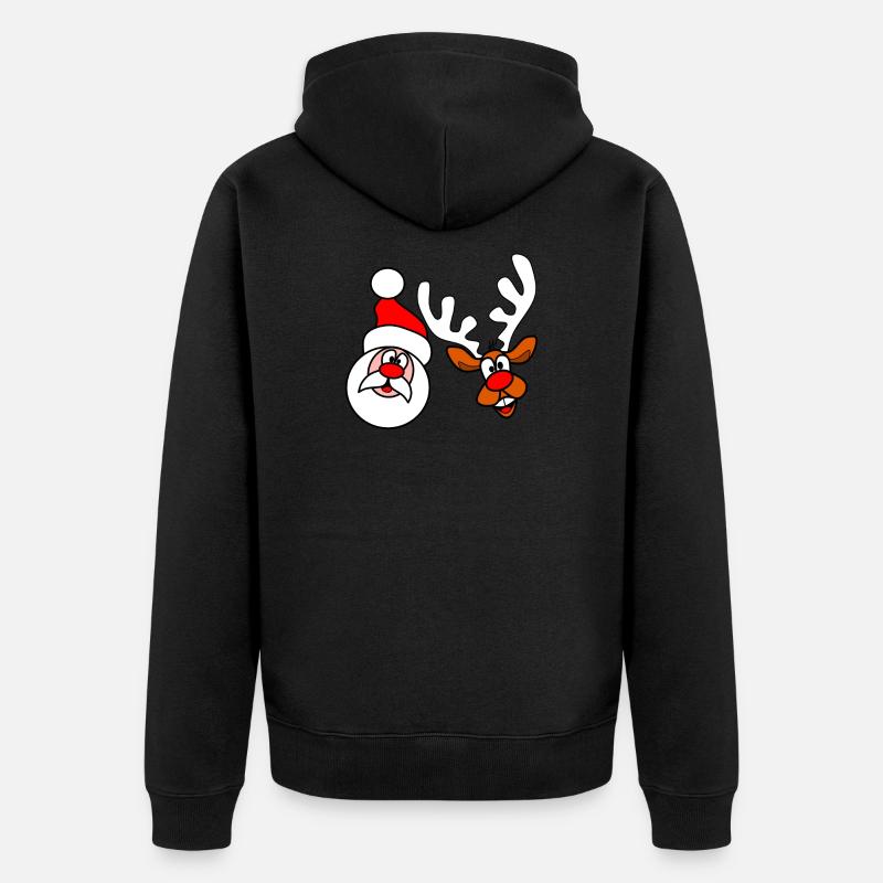 Père Noël et renne - Veste à capuche bio Premium Unisexe - noir