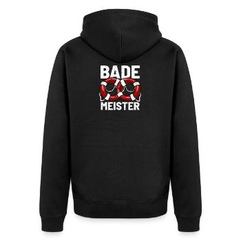 Lifeguard Pool Attendant - Unisex Premium Bio Zip Hoodie - Schwarz - Hinten - Nico (187cm)