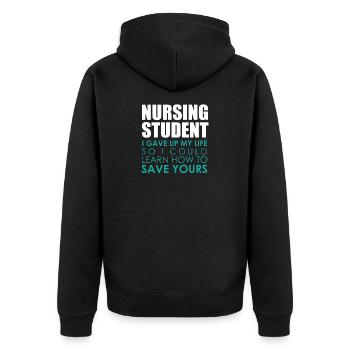 Un cadeau d'étudiant en soins infirmiers permettant de sauver des vies - Veste à capuche bio Premium Unisexe - noir - Dos - Nico (187cm)