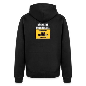 Trinkkurort Bad Promille Landkreis Absturz Saufen - Unisex Premium Bio Zip Hoodie - Schwarz - Hinten - Nico (187cm)