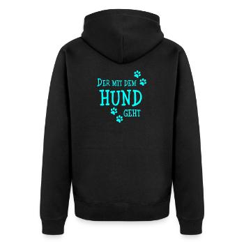 Hund Hundebesitzer Herrchen Pfötchen Hunde Papa - Unisex Premium Bio Zip Hoodie - Schwarz - Hinten - Nico (187cm)