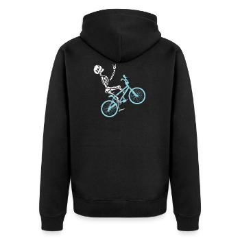 BMX Rider Skeleton Gift Design For Bike Fans - Unisex Premium Organic Zip Hoodie - black - Back - Nico (187cm)