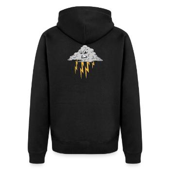 Angry Cloud Causing Lightning Thunderstorm Weather - Unisex Premium Organic Zip Hoodie - black - Back - Nico (187cm)