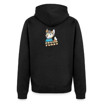 Proud Furry Funny Furry Fandom Fursuit Furries - Unisex Premium Organic Zip Hoodie - black - Back - Nico (187cm)