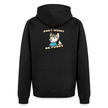 Don't Worry Be Furry - Furry Fandom Fursuiter - Unisex Premium Bio Zip Hoodie - Schwarz - Hinten - Nico (187cm)