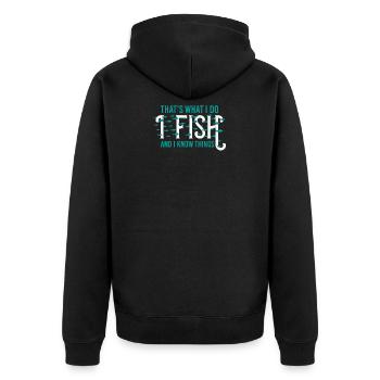 Fishing fishing angler carp sayings funny cool - Unisex Premium Organic Zip Hoodie - black - Back - Nico (187cm)