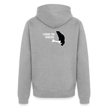 I Found This Humerus Gift Funny Cat Lover Gifts - Unisex Premium Bio Zip Hoodie - Grau meliert - Hinten - Nico (187cm)