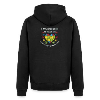 I Teach Kids To Talk Back Speech Therapist Speech Therapy - Unisex Premium Organic Zip Hoodie - black - Back - Nico (187cm)