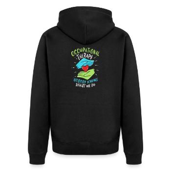 Occupational Therapy Erghotherapy Occupational Therapist - Unisex Premium Organic Zip Hoodie - black - Back - Nico (187cm)