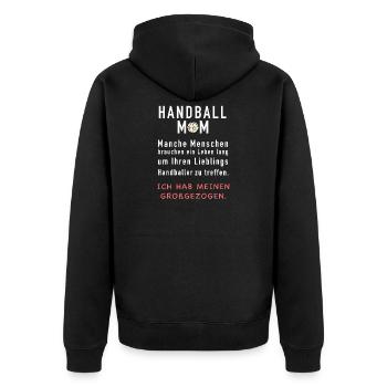 Handball Mama - Unisex Premium Bio Zip Hoodie - Schwarz - Hinten - Nico (187cm)