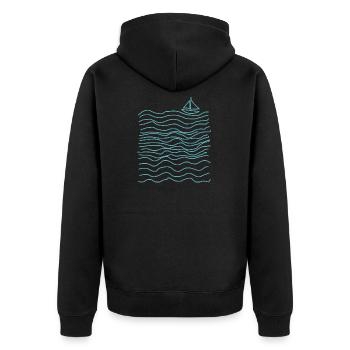 Seemannsgarn - Süßes Seegang mit Boot - Unisex Premium Bio Zip Hoodie - Schwarz - Hinten - Nico (187cm)