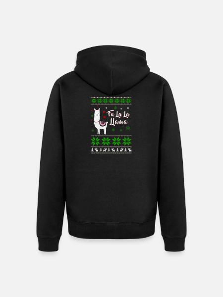 Ugly Christmas Llama - Unisex Premium Organic Zip Hoodie - black