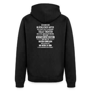 Tochter Vater Ich bin ein glücklicher Vater - Unisex Premium Bio Zip Hoodie - Schwarz - Hinten - Nico (187cm)