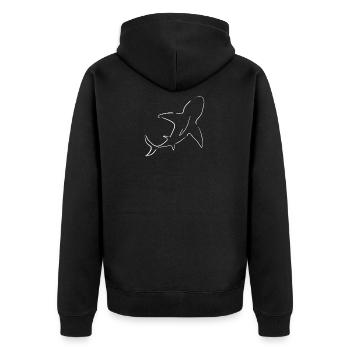 hai - Unisex Premium Bio Zip Hoodie - Schwarz - Hinten - Nico (187cm)