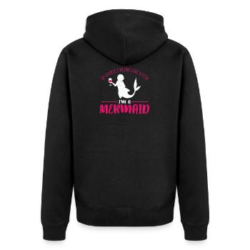 meerjungfrau Wein - Unisex Premium Bio Zip Hoodie - Schwarz - Hinten - Nico (187cm)