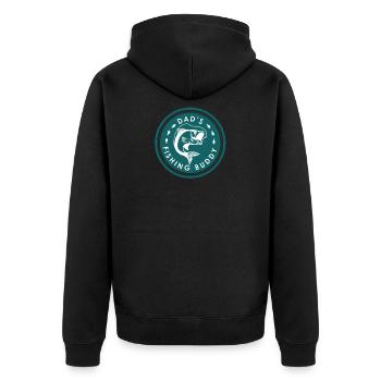 Young Fisherman Gift Daddy's Fishing Buddy Gifts - Unisex Premium Organic Zip Hoodie - black - Back - Nico (187cm)