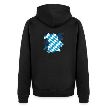 Bayern - Unisex Premium Bio Zip Hoodie - Schwarz - Hinten - Nico (187cm)