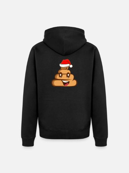 Poop emoticon Funny Christmas Gift - Unisex Premium Organic Zip Hoodie - black