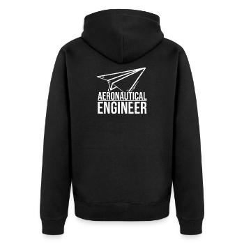 Aeronautical Engineer Paper Airplane T-Shirt - Unisex Premium Bio Zip Hoodie - Schwarz - Hinten - Nico (187cm)