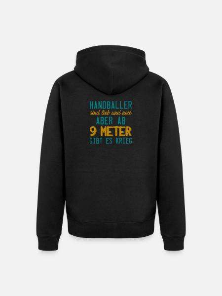 Handball Sport Lustig Spruch Amateur Geschenk - Unisex Premium Bio Zip Hoodie - Schwarz