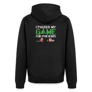 I paused my Game for Presents - Gamer Christmas - Unisex Premium Organic Zip Hoodie - black - Back - Nico (187cm)