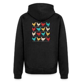 Chicken chickens cock stall animal farm farmer - Unisex Premium Organic Zip Hoodie - black - Back - Nico (187cm)