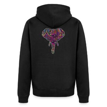 Bunt reflektierender Elefant von Indien Farbe - Unisex Premium Bio Zip Hoodie - Schwarz - Hinten - Nico (187cm)