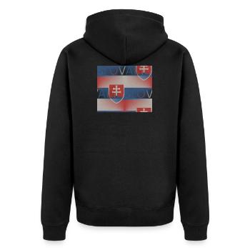 Slowakei Flagge - Kunstdesign - Unisex Premium Bio Zip Hoodie - Schwarz - Hinten - Nico (187cm)
