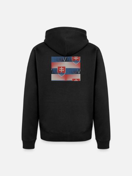 Slovakia Flag - Art Design - Unisex Premium Organic Zip Hoodie - black