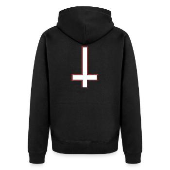 Umgedrehtes Kreuz Petrus Satan Siegel Symbol Goth - Unisex Premium Bio Zip Hoodie - Schwarz - Hinten - Nico (187cm)