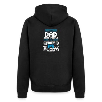Gamer Gaming Dad Papa Freund Logo - Unisex Premium Bio Zip Hoodie - Schwarz - Hinten - Nico (187cm)