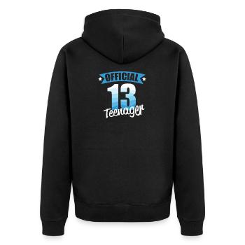 Offiziell Teenager 13. Geburtstag - Unisex Premium Bio Zip Hoodie - Schwarz - Hinten - Nico (187cm)