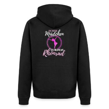 Rhönrad - Unisex Premium Bio Zip Hoodie - Schwarz - Hinten - Nico (187cm)