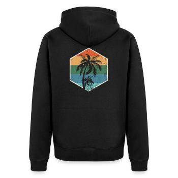 Vintage Retro California Palm Tree Design design - Unisex Premium Organic Zip Hoodie - black - Back - Nico (187cm)