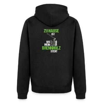 Brennholz Axt Holz Machen - Unisex Premium Bio Zip Hoodie - Schwarz - Hinten - Nico (187cm)
