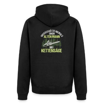 Brennholz Axt Holz Machen - Unisex Premium Bio Zip Hoodie - Schwarz - Hinten - Nico (187cm)