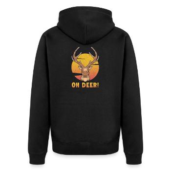 Oh Deer Wild Animal Hunt Deer Deer Antler Gift - Unisex Premium Organic Zip Hoodie - black - Back - Nico (187cm)
