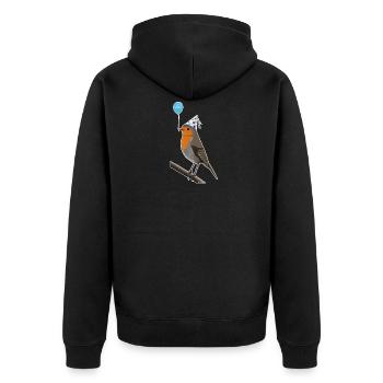 Bird robin bird celebrates birthday - Unisex Premium Organic Zip Hoodie - black - Back - Nico (187cm)