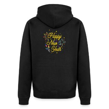 Happy New Year - Unisex Premium Bio Zip Hoodie - Schwarz - Hinten - Nico (187cm)