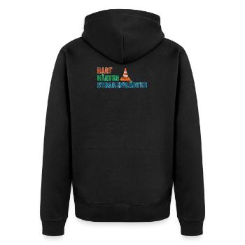 Hart Härter Straßenwärter - Unisex Premium Bio Zip Hoodie - Schwarz - Hinten - Nico (187cm)