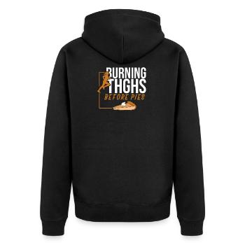 Running Burning Thighs Before Pies Funny Runner - Unisex Premium Organic Zip Hoodie - black - Back - Nico (187cm)