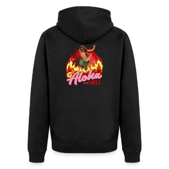 Aloha from Hell I Funny Hawaii Dance Shirt - Unisex Premium Organic Zip Hoodie - black - Back - Nico (187cm)