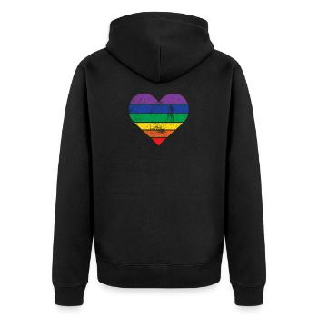 Heart rainbow - Unisex Premium Organic Zip Hoodie - black - Back - Nico (187cm)