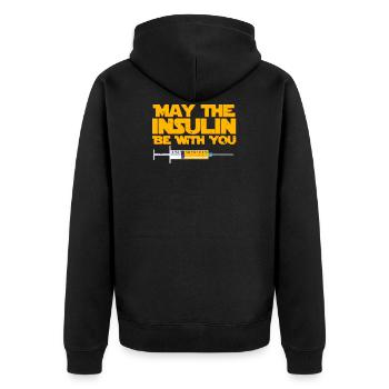 May The Insulin Be With You Diabetes T-Shirt - Unisex Premium Organic Zip Hoodie - black - Back - Nico (187cm)