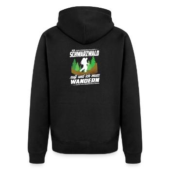 Der Schwarzwald ruft und ich muss Wandern - Unisex Premium Bio Zip Hoodie - Schwarz - Hinten - Nico (187cm)