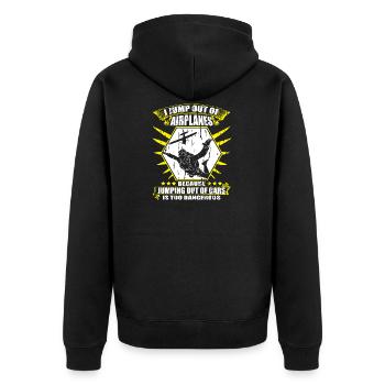Parachute jump funny gift parachute - Unisex Premium Organic Zip Hoodie - black - Back - Nico (187cm)